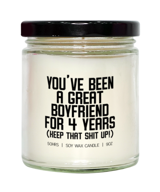 4 Year Anniversary Boyfriend Dating Candle, Gifts, Home Office Decor, Unique Gag Idea, Him Her