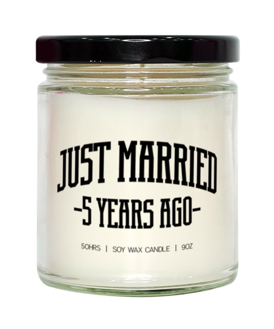 5th Anniversary 5 Years Wedding Married Candle, Gifts, Home Office Decor, Unique Gag Idea, Him Her