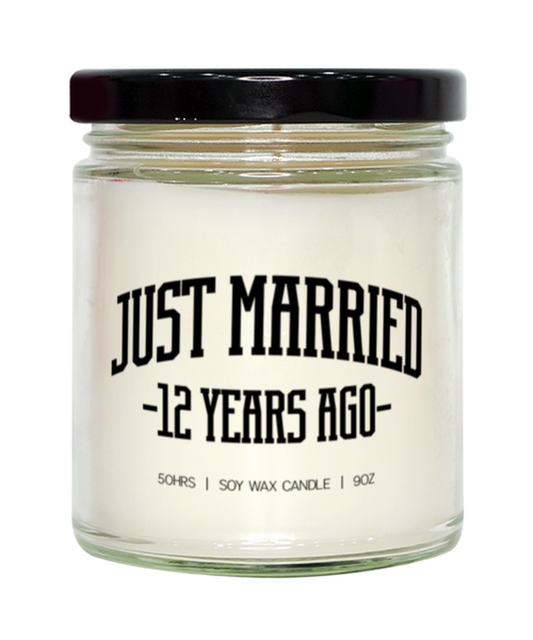 12th Anniversary 12 Years Wedding Married Candle, Gifts, Home Office Decor, Unique Gag Idea, Him Her