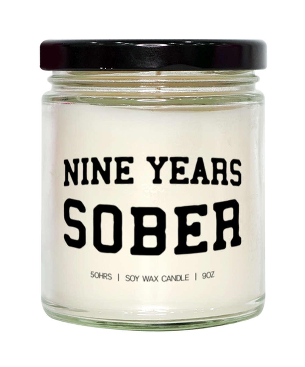 9 Years Sober Sobriety Recovery Clean Candle, Gifts, Home Office Decor, Unique Gag Idea, Him Her