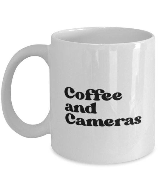 Camera Collector 1970s 70s Photographer Videographer Mug, Gifts, Home Office Decor, Coffee Cup, Unique Gag Idea, Him Her