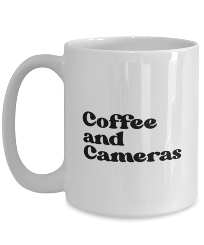 Camera Collector 1970s 70s Photographer Videographer Mug, Gifts, Home Office Decor, Coffee Cup, Unique Gag Idea, Him Her