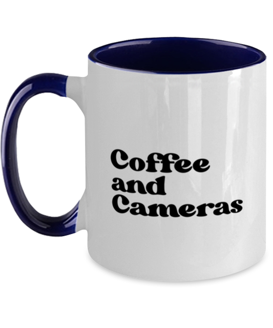 Camera Collector 1970s 70s Photographer Videographer Mug, Gifts, Home Office Decor, Coffee Cup, Unique Gag Idea, Him Her