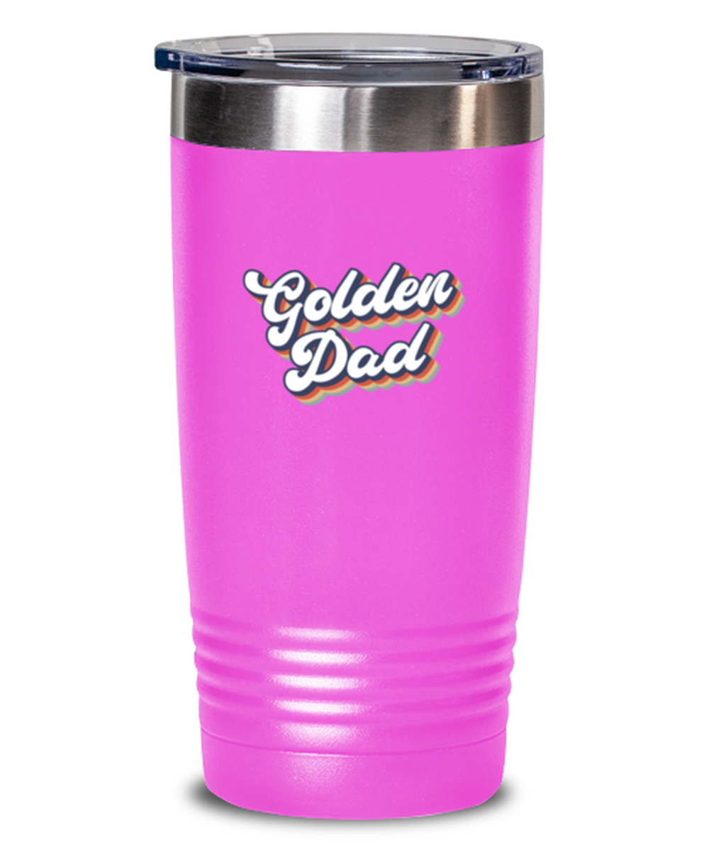 Golden Dad 1970s Dog Owner 70s Retriever Husband Travel Mug, Gifts, Tumbler, Home Office Decor, Coffee Cup, Unique Gag Idea, Him Her