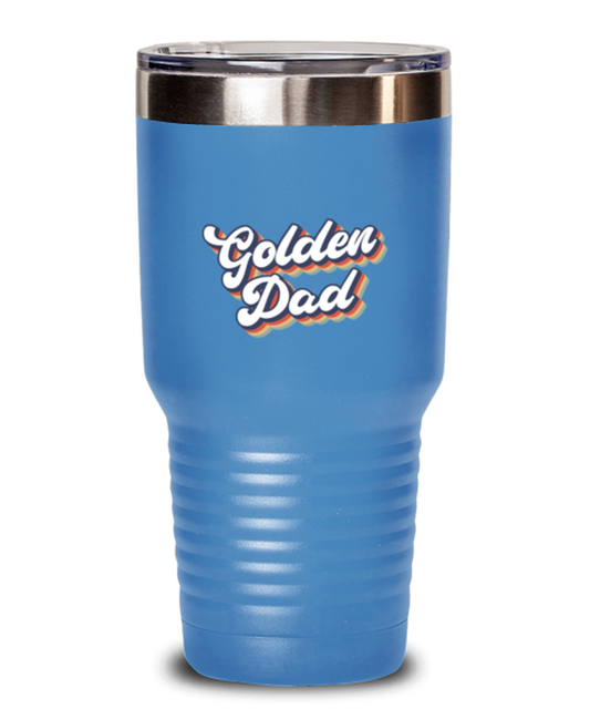 Golden Dad 1970s Dog Owner 70s Retriever Husband Travel Mug, Gifts, Tumbler, Home Office Decor, Coffee Cup, Unique Gag Idea, Him Her