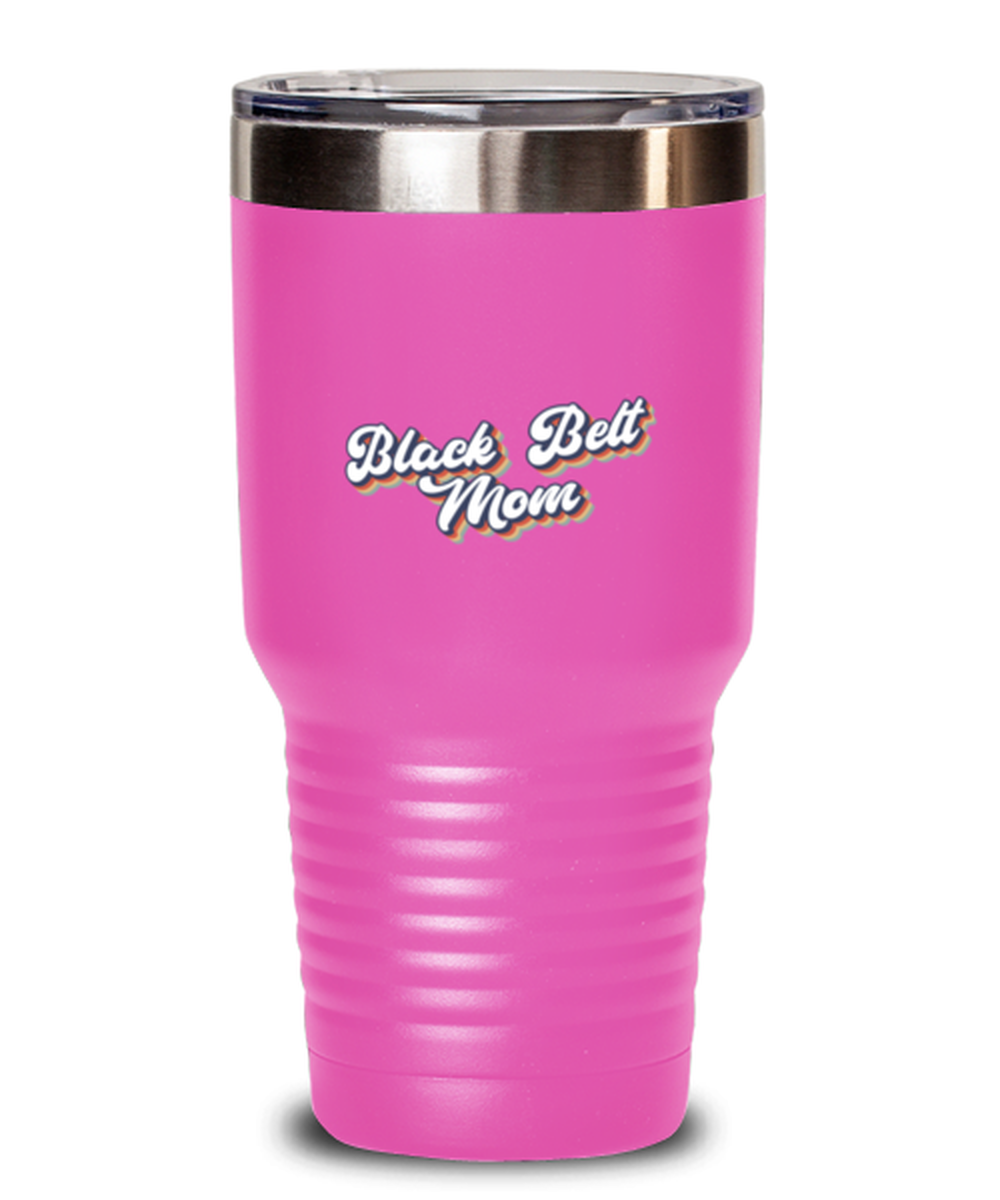 Black Belt Mom 1970s Karate 70s Travel Mug, Gifts, Tumbler, Home Office Decor, Coffee Cup, Unique Gag Idea, Him Her