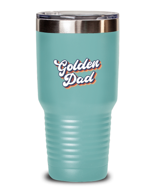 Golden Dad 1970s Dog Owner 70s Retriever Husband Travel Mug, Gifts, Tumbler, Home Office Decor, Coffee Cup, Unique Gag Idea, Him Her