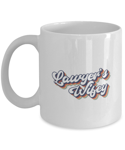 Lawyer Wife 70s 1970s Engagement Wedding Wifey Fiance Mug, Gifts, Home Office Decor, Coffee Cup, Unique Gag Idea, Him Her