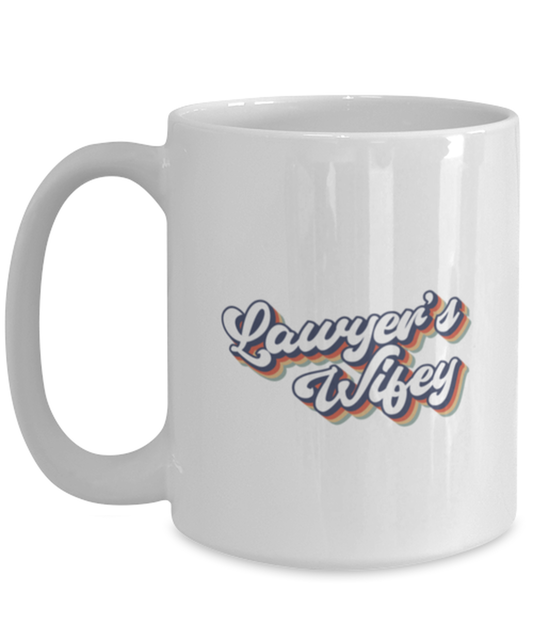 Lawyer Wife 70s 1970s Engagement Wedding Wifey Fiance Mug, Gifts, Home Office Decor, Coffee Cup, Unique Gag Idea, Him Her