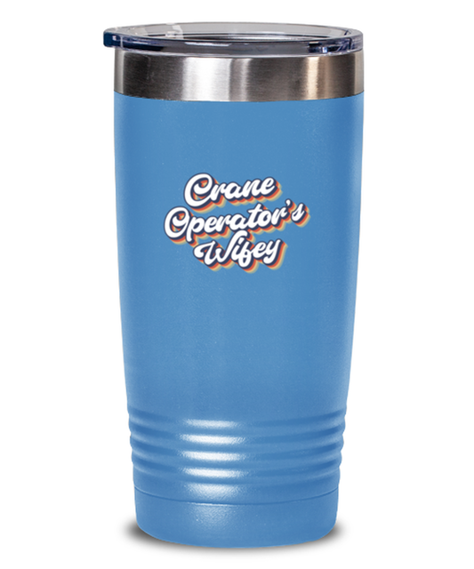 Crane Operator Wife 70s 1970s Engagement Wedding Wifey Fiance Travel Mug, Gifts, Tumbler, Home Office Decor, Coffee Cup, Unique Gag Idea, Him Her