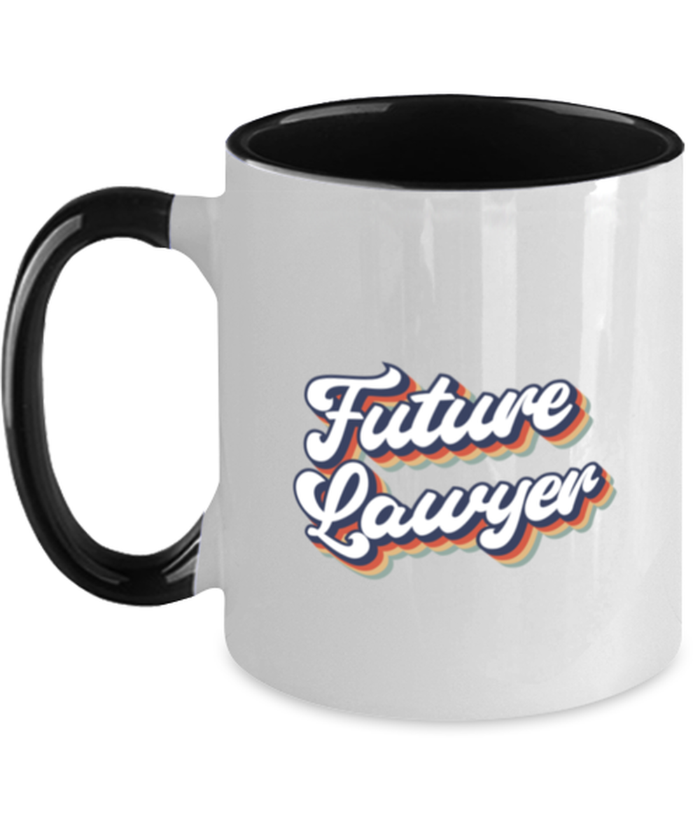 Future Lawyer 70s 1970s Graduation Law School Student Mug, Gifts, Home Office Decor, Coffee Cup, Unique Gag Idea, Him Her