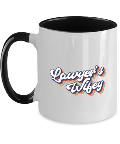 Lawyer Wife 70s 1970s Engagement Wedding Wifey Fiance Mug, Gifts, Home Office Decor, Coffee Cup, Unique Gag Idea, Him Her