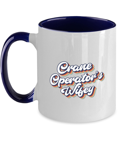 Crane Operator Wife 70s 1970s Engagement Wedding Wifey Fiance Mug, Gifts, Home Office Decor, Coffee Cup, Unique Gag Idea, Him Her