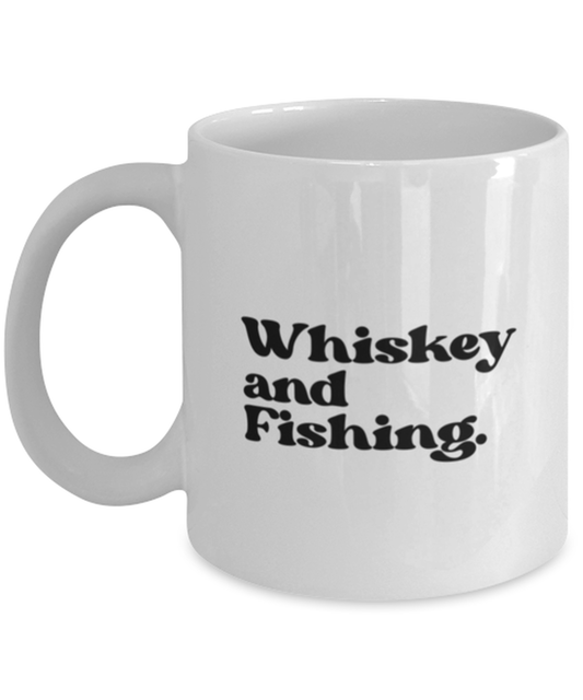 Fishing 70s Retro Whiskey Fisherman Fishing Lover Mug, Gifts, Home Office Decor, Coffee Cup, Unique Gag Idea, Him Her