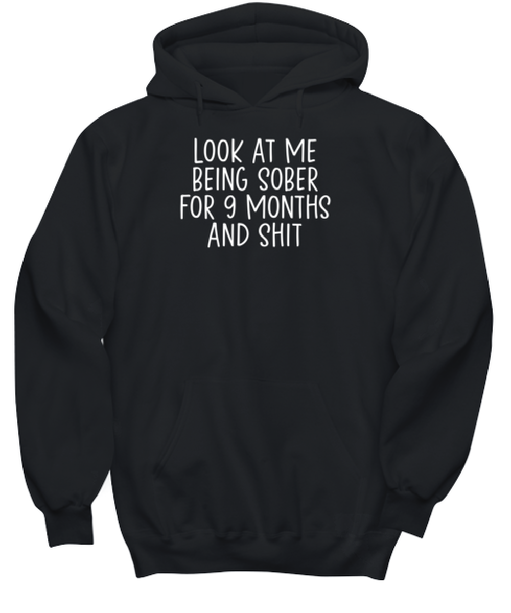 9 Months Sober Sobriety 9th Month Recovery Hoodie, Gifts, Unisex Hooded Sweatshirt, Hoodie Shirt, Funny