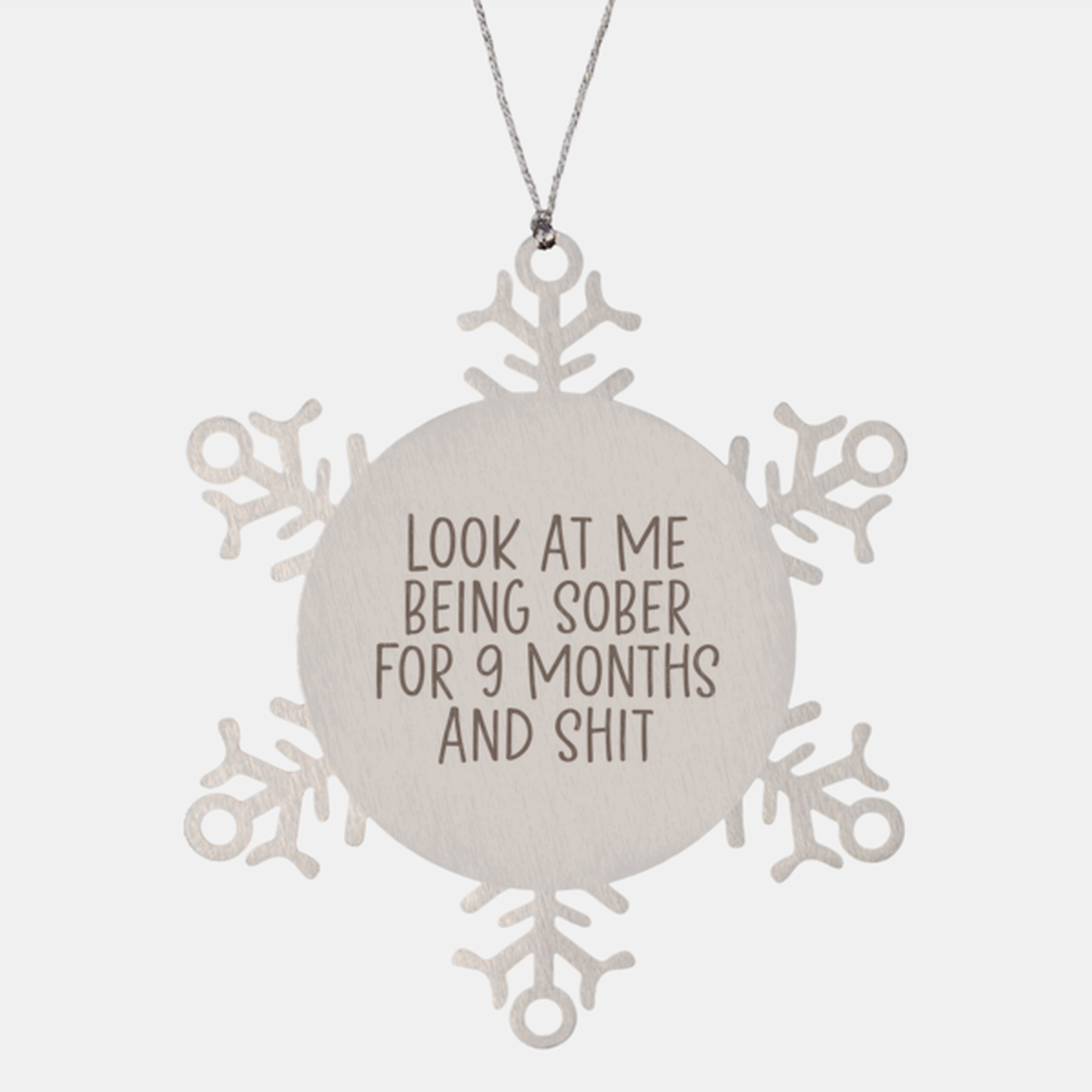 9 Months Sober Sobriety 9th Month Recovery Ornament, Snowflake, Gifts, Christmas, Stocking Stuffer