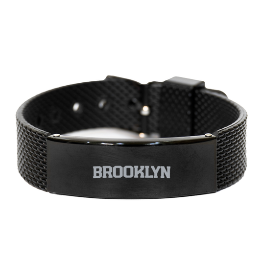 Brooklyn NY New York Moving Away Bracelet, Gifts, Black Shark Mesh Bracelet, Christmas, Stocking Stuffer