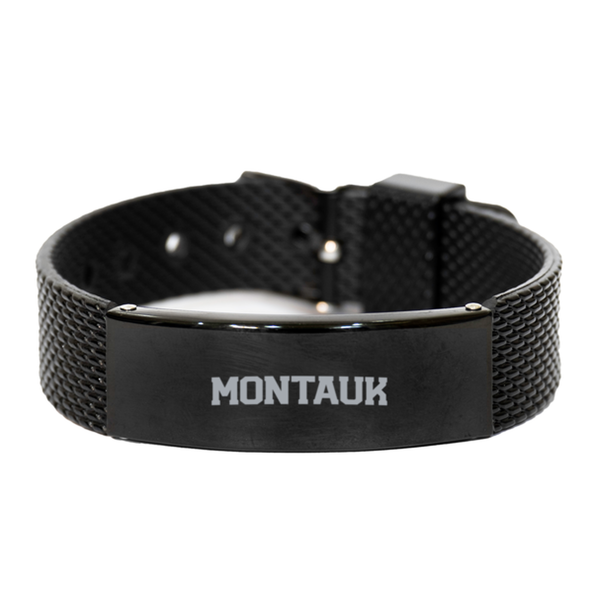 Montauk NY New York Moving Away Bracelet, Gifts, Black Shark Mesh Bracelet, Christmas, Stocking Stuffer