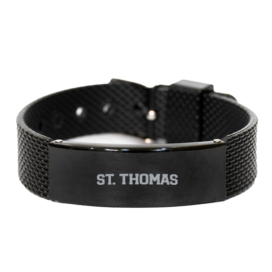 St. Thomas Virgin Island Moving Away Bracelet, Gifts, Black Shark Mesh Bracelet, Christmas, Stocking Stuffer