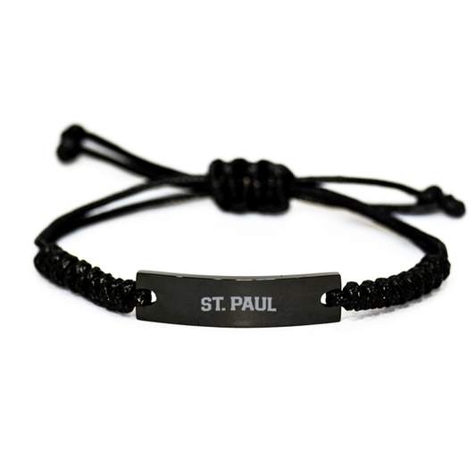 St. Paul MN Minnesota Moving Away Bracelet, Gifts, Black Rope Bracelet, Christmas, Stocking Stuffer