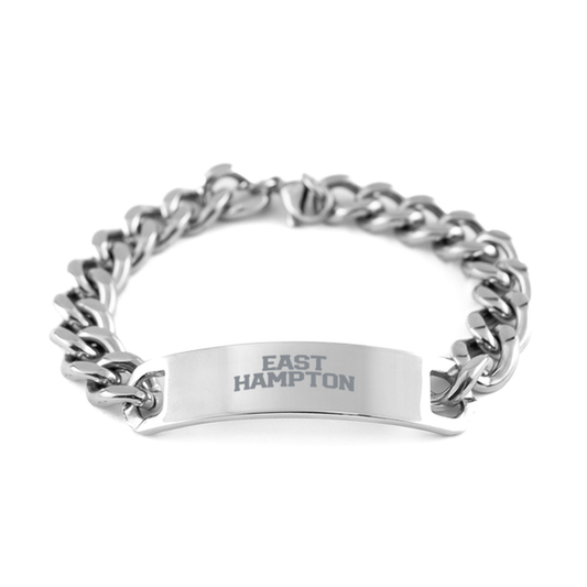 East Hampton NY New York Moving Away Bracelet, Gifts, Cuban Chain Stainless Steel Bracelet, Christmas, Stocking Stuffer