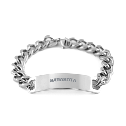 Sarasota Fl Florida Moving Away Bracelet, Gifts, Cuban Chain Stainless Steel Bracelet, Christmas, Stocking Stuffer