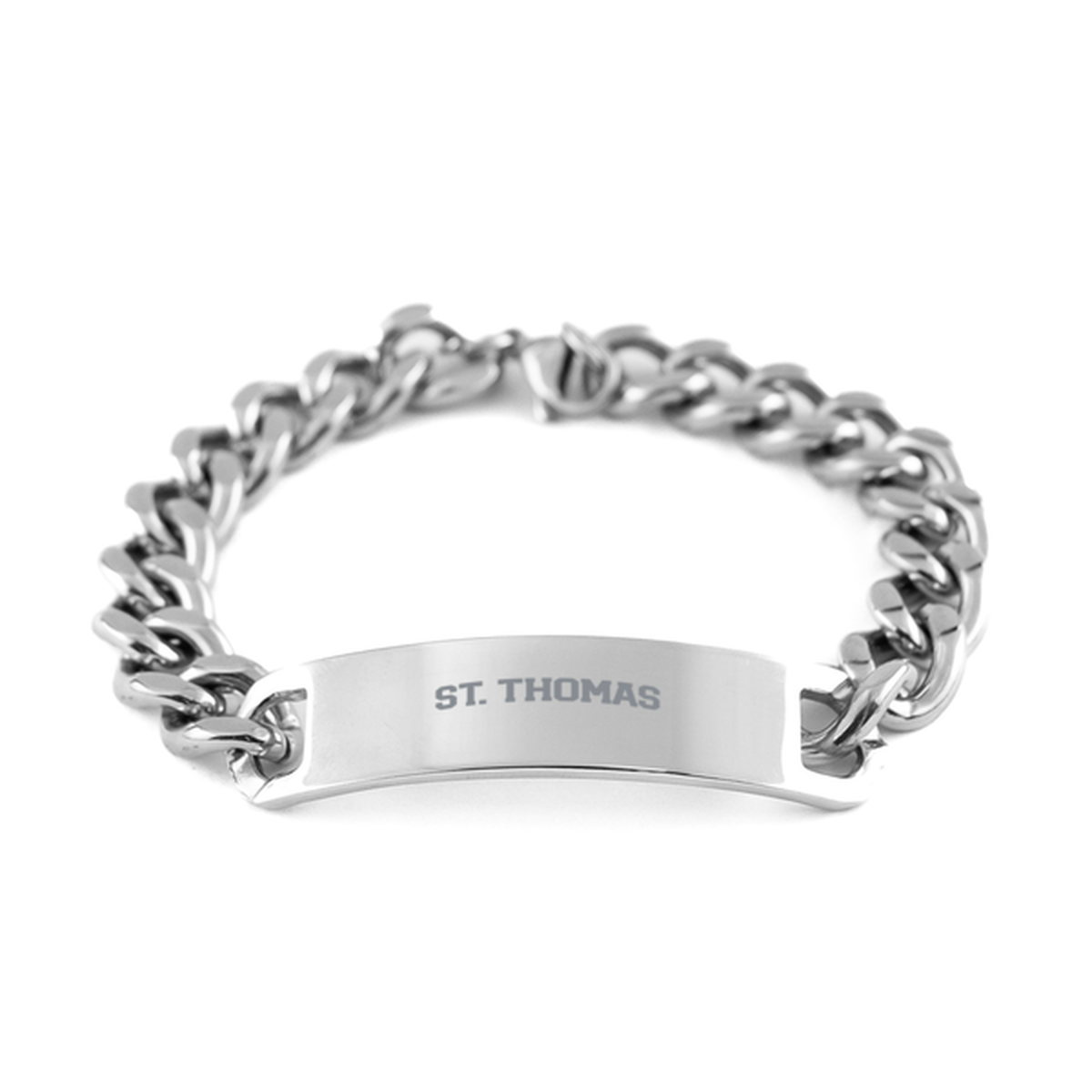 St. Thomas Virgin Island Moving Away Bracelet, Gifts, Cuban Chain Stainless Steel Bracelet, Christmas, Stocking Stuffer