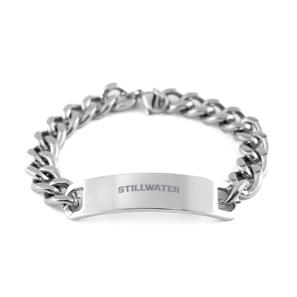 Stillwater MN Minnesota Oklahoma OK NY Moving Away Bracelet, Gifts, Cuban Chain Stainless Steel Bracelet, Christmas, Stocking Stuffer