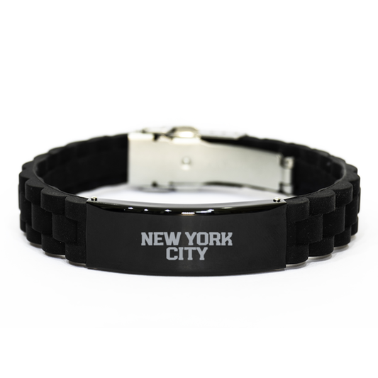 New York City NYC Local Moving Away Bracelet, Gifts, Black Glidelock Clasp Bracelet, Christmas, Stocking Stuffer