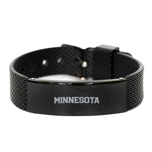 Minnesota Moving Away Bracelet, Gifts, Black Shark Mesh Bracelet, Christmas, Stocking Stuffer