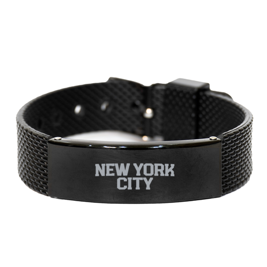 New York City NYC Local Moving Away Bracelet, Gifts, Black Shark Mesh Bracelet, Christmas, Stocking Stuffer