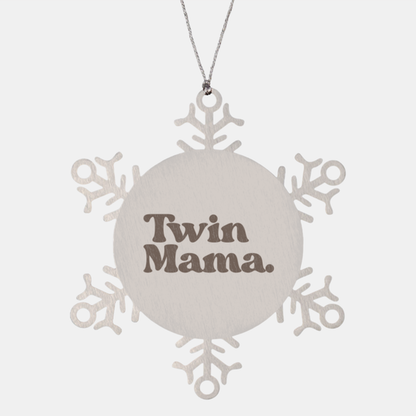 Twin Mama 70s 1970s Mom of Twins Mommy Ornament, Gifts, Snowflake Ornament, Christmas, Stocking Stuffer