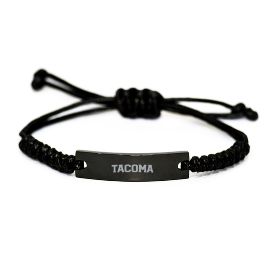 Tacoma WA Washington Hometown Moving Away Bracelet, Gifts, Black Rope Bracelet, Christmas, Stocking Stuffer