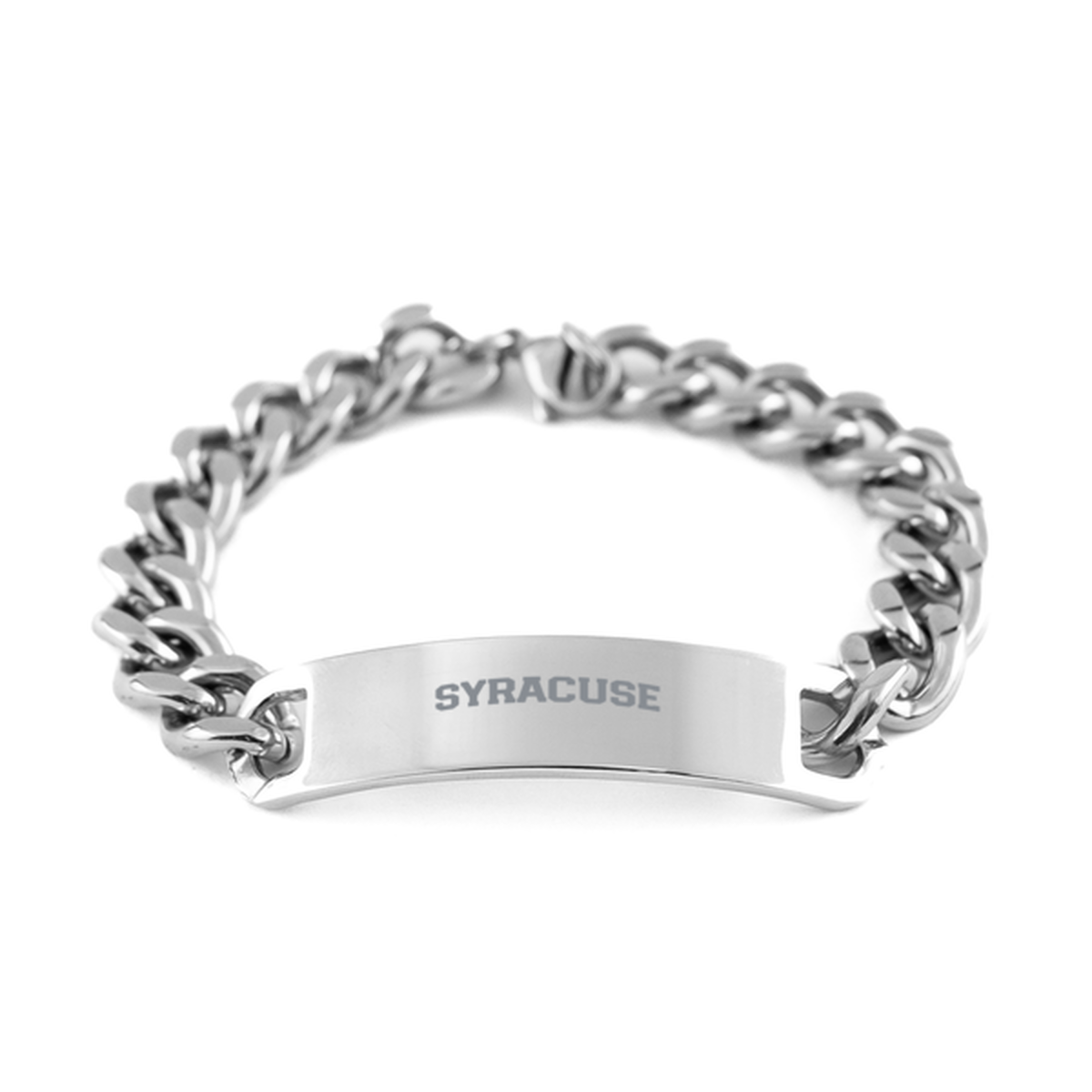 Syracuse NY New York Hometown Moving Away Bracelet, Gifts, Cuban Chain Stainless Steel Bracelet, Christmas, Stocking Stuffer