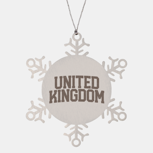 United Kingdom UK England Anglophile Local Moving Away Ornament, Gifts, Snowflake Ornament, Christmas, Stocking Stuffer