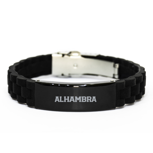 Alhambra Spain Austria Local Moving Away Bracelet, Gifts, Black Glidelock Clasp Bracelet, Christmas, Stocking Stuffer