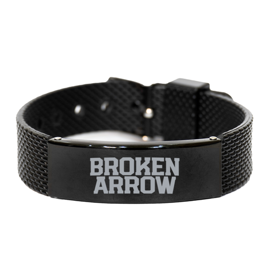 Broken Arrow Oklahoma OK Local Moving Away Bracelet, Gifts, Black Shark Mesh Bracelet, Christmas, Stocking Stuffer