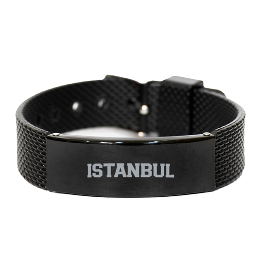 Istanbul Turkey Turkish Local Moving Away Bracelet, Gifts, Black Shark Mesh Bracelet, Christmas, Stocking Stuffer