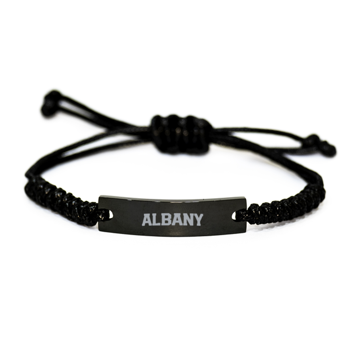 Albany NY GA New York Georgia Local Moving Away Bracelet, Gifts, Black Rope Bracelet, Christmas, Stocking Stuffer