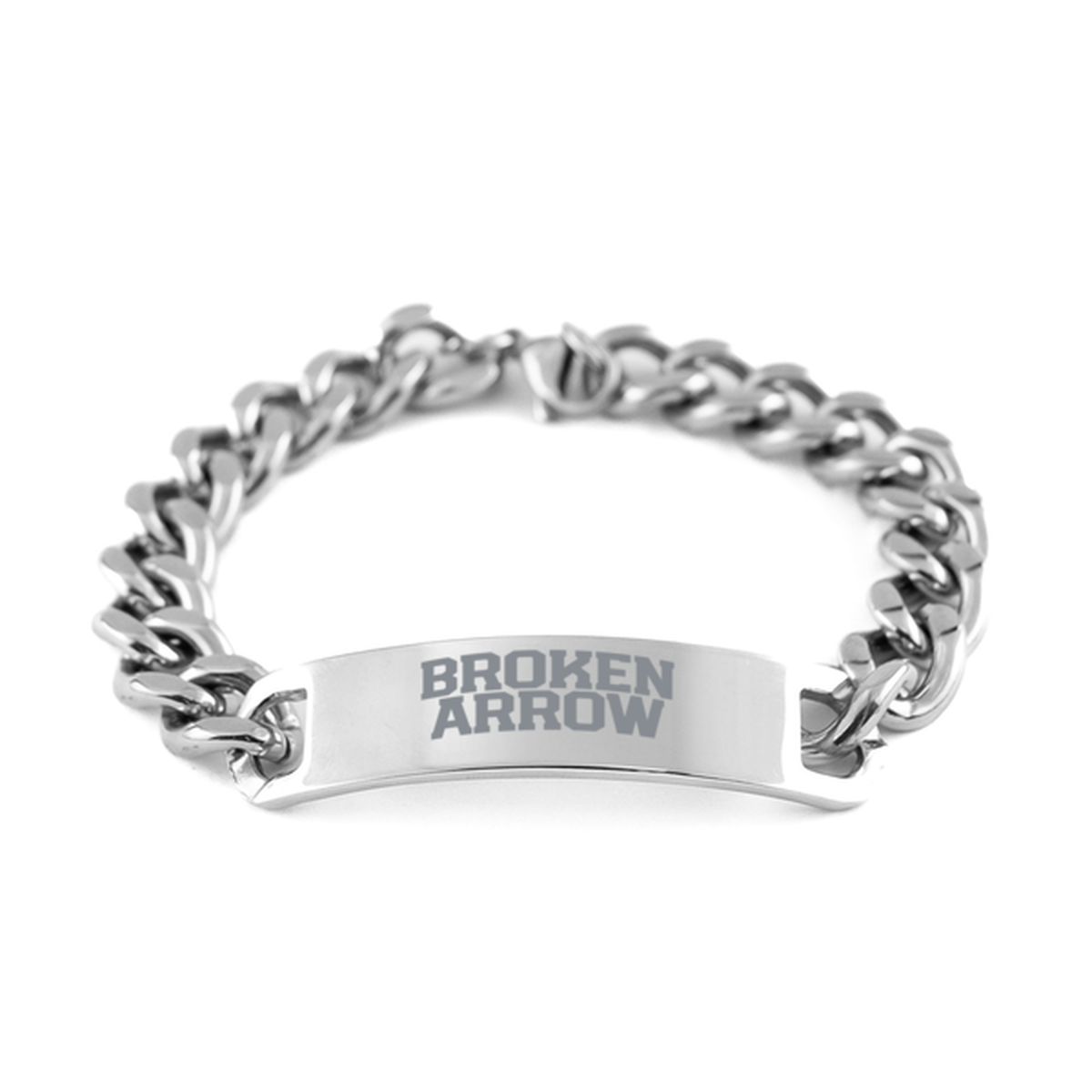 Broken Arrow Oklahoma OK Local Moving Away Bracelet, Gifts, Cuban Chain Stainless Steel Bracelet, Christmas, Stocking Stuffer