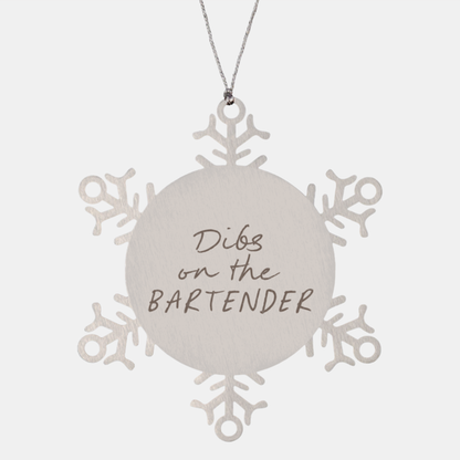 Bartender Wife Husband Girlfriend Boyfriend Ornament, Gifts, Snowflake Ornament, Christmas, Stocking Stuffer