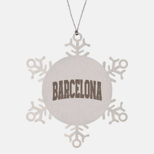 Barcelona Spain Moving Away Ornament, Gifts, Snowflake Ornament, Christmas, Stocking Stuffer