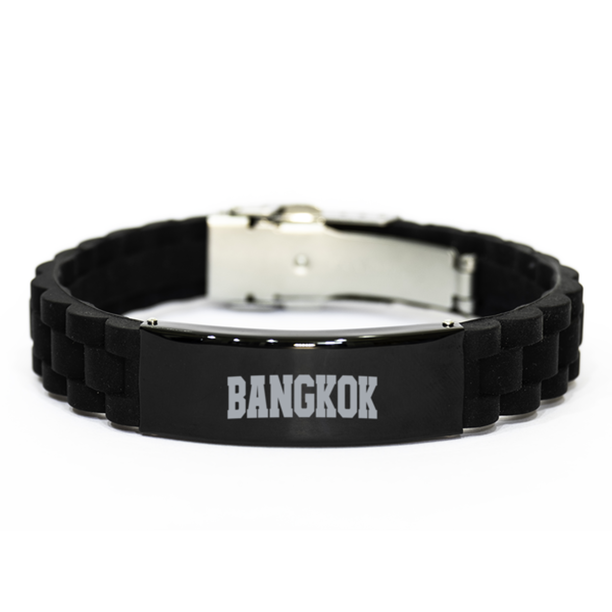 Bangkok Thailand Moving Away Bracelet, Gifts, Black Glidelock Clasp Bracelet, Christmas, Stocking Stuffer