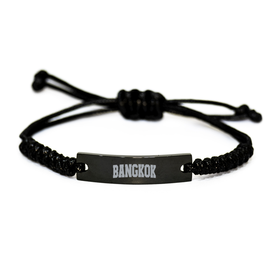 Bangkok Thailand Moving Away Bracelet, Gifts, Black Rope Bracelet, Christmas, Stocking Stuffer