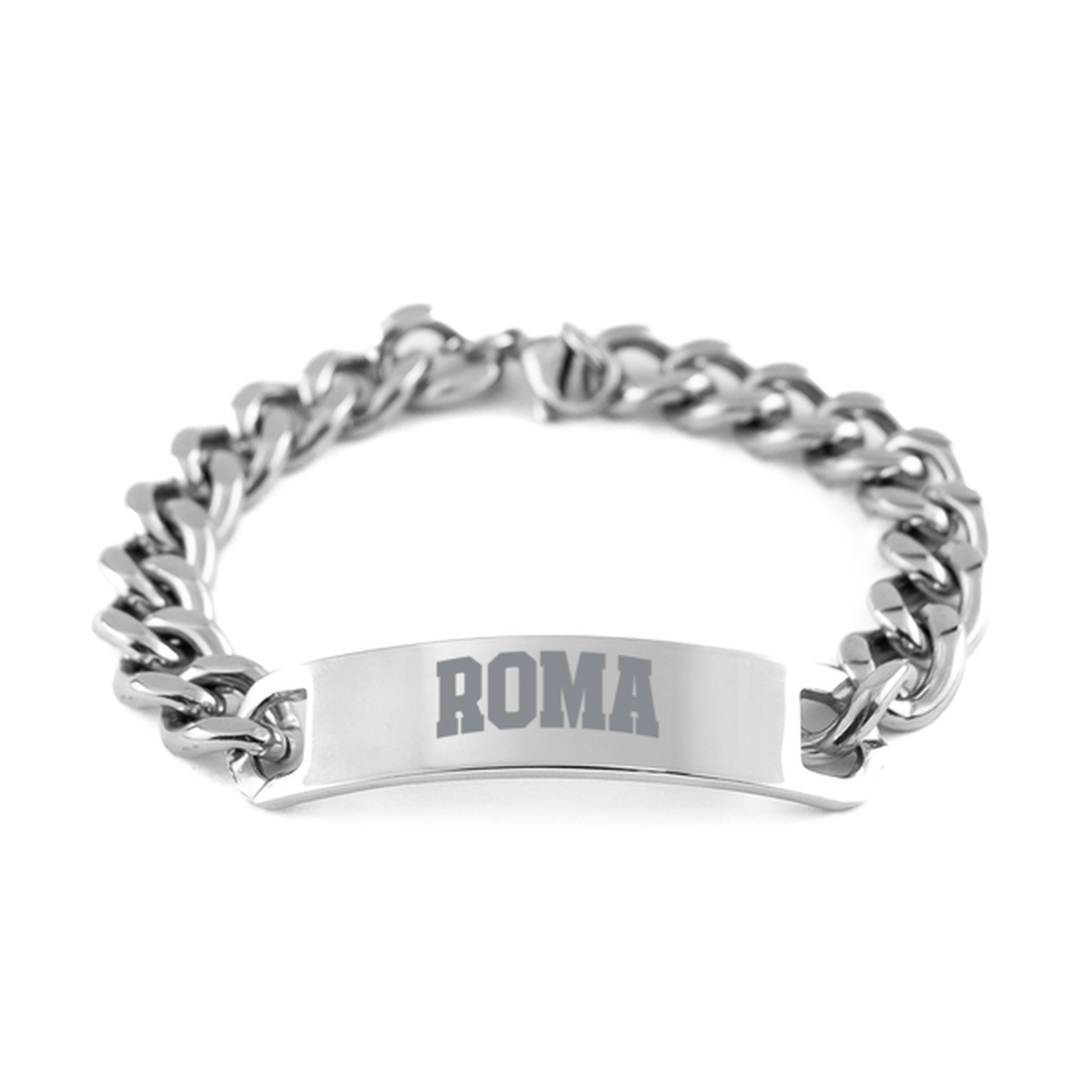 Roma Italy Moving Away Bracelet, Gifts, Cuban Chain Stainless Steel Bracelet, Christmas, Stocking Stuffer