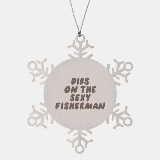 Fisherman Fishing Fish Girlfriend Boyfriend Wife Husband Ornament, Gifts, Snowflake Ornament, Christmas, Stocking Stuffer