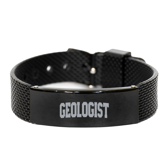 Geologist Geology Graduation Bracelet, Gifts, Black Shark Mesh Bracelet, Christmas, Stocking Stuffer