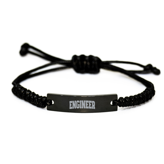 Engineer Engineering Graduation Bracelet, Gifts, Black Rope Bracelet, Christmas, Stocking Stuffer