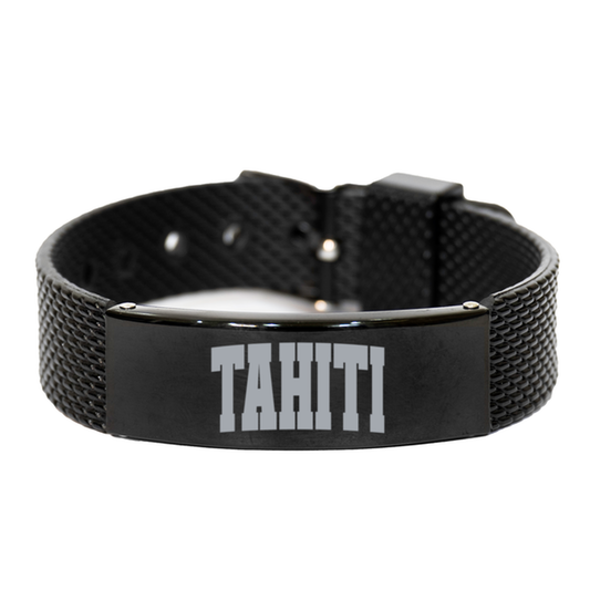 Tahiti Tahitian Moving Away Bracelet, Gifts, Black Shark Mesh Bracelet, Christmas, Stocking Stuffer