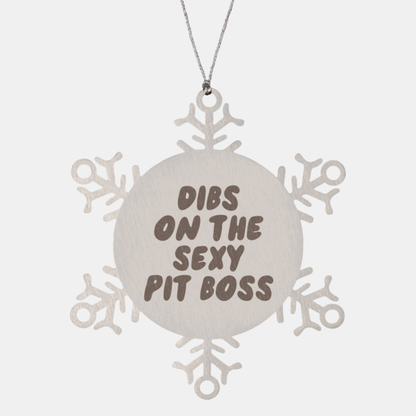 Pit boss Wife Husband Boyfriend Girlfriend Ornament, Gifts, Snowflake Ornament, Christmas, Stocking Stuffer